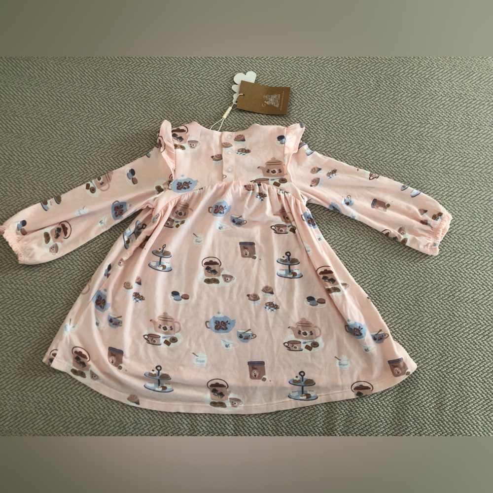 Angel Dear Pink Tea Party Long Sleeve Dress with Dusty Rose Leggings - Picture 9 of 12